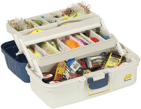 620206 two tray tackle box blue metallic|2 Tray Tackle Box w/Dual Top Access Blue Met/Off White.